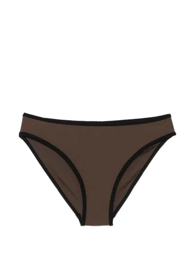 Totême Contrast-trim Bikini Bottoms In Brown