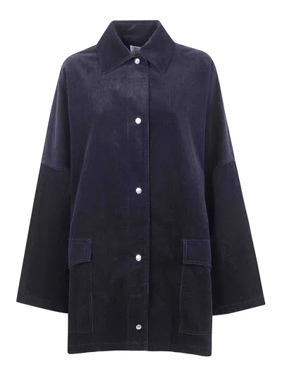 Totême Cord Overshirt Jacket In Blue