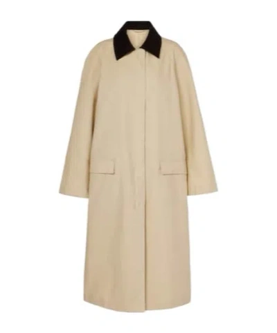 Totême Corduroy-trimmed Cotton Gabardine Coat In Brown