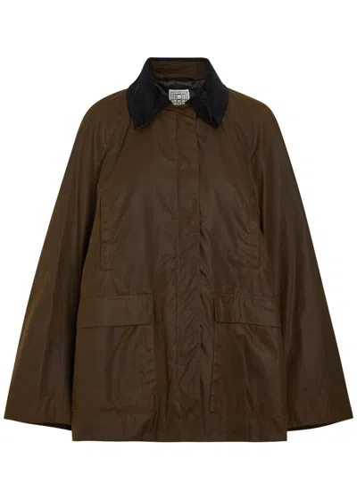 Totême Toteme Corduroy-trimmed Waxed Cotton Jacket In Brown
