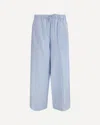 Totême Womens Sky Logo-embroidered Wide-leg Cotton And Linen Trousers In Blue