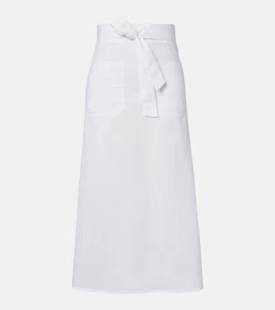 Totême Cotton And Linen Midi Skirt In White