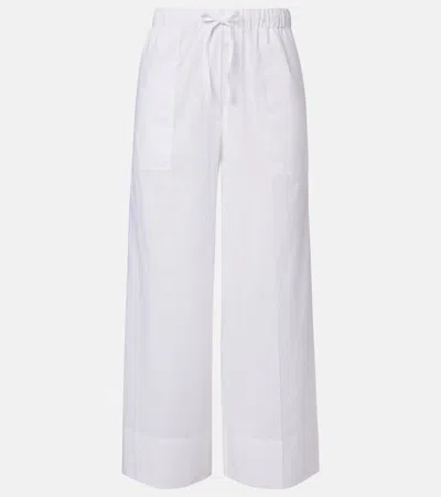 Totême Toteme High-waisted Silk Palazzo Trousers With Logo Print In White