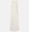 Totême Crinkled Cotton Blend Scoop Long Dress In White