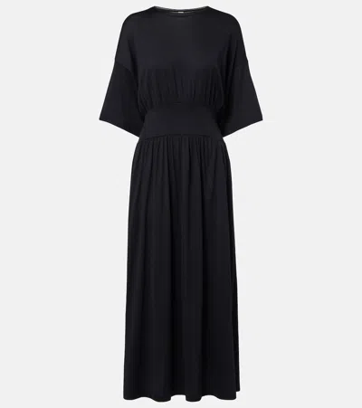 Totême Cotton And Silk Midi Dress In Black