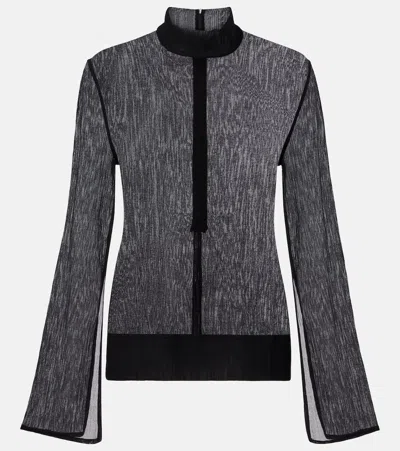 Totême Cotton And Silk Turtleneck Top In Black