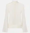 Totême Cotton And Silk Turtleneck Top In Neutral