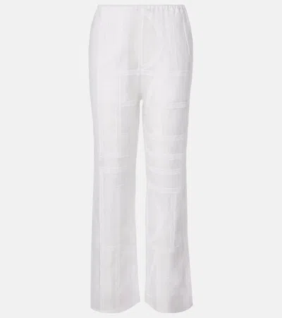 Totême Cotton And Silk Voile Wide-leg Pants In White