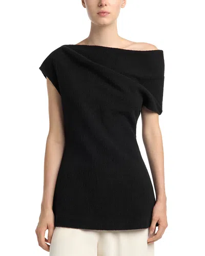 Totême Cotton Asymmetric Neck Top In Black