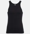 Totême 'espera' Black U Neck Rib Tank Top In Stretch Cotton Woman Toteme In Black