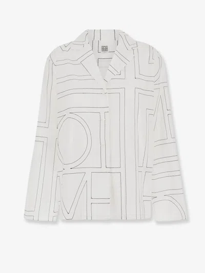 Totême Cotton Blend Pajama Top With Monogram Print In White