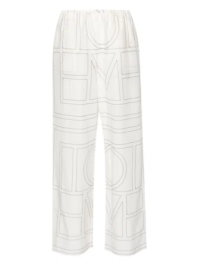 Totême Cotton Blend Pajama Trousers In White