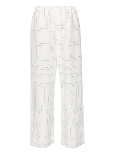 Totême Cotton Blend Pajama Trousers In White