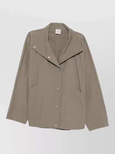Totême Cotton Blend Parachute Jacket High Collar In Gray