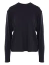 Totême Crew Neck Long Sleeves Plain T-shirt In Black