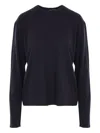 Totême Crew Neck Long Sleeves Plain T-shirt In Black