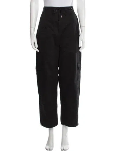 Pre-owned Totême Cotton Cargo Trousers Wide Leg Pants In Black
