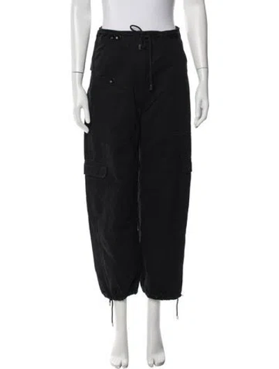 Pre-owned Totême Cotton Cargo Trousers Wide Leg Pants In Black
