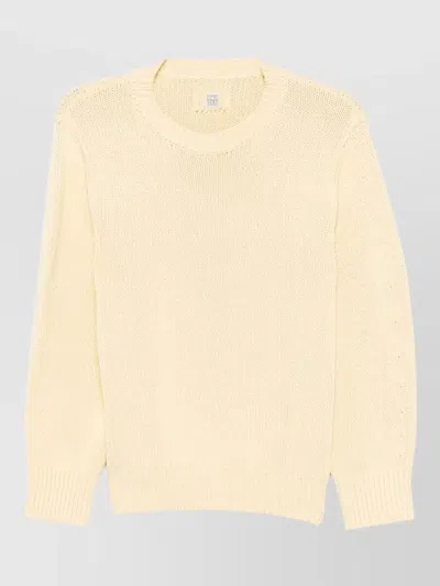 Totême Cotton Crew Neck Knit Long Sleeve Sweater In Orange
