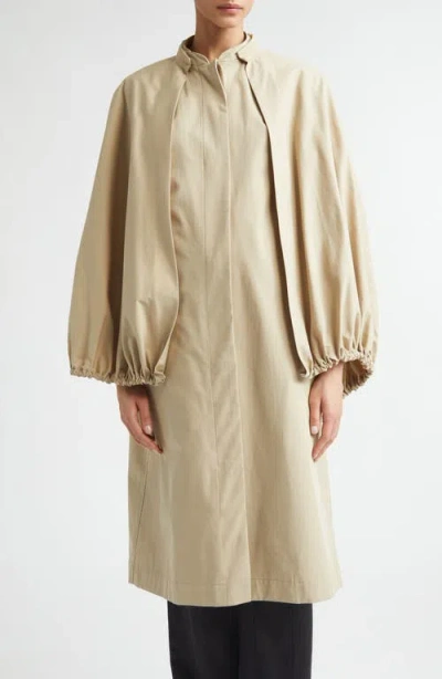 Totême Toteme Cotton Gabardine Coat With Removable Cape In Neutral