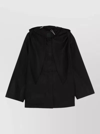 Totême Cotton Hooded Blouson Jacket Short Sleeves In Black