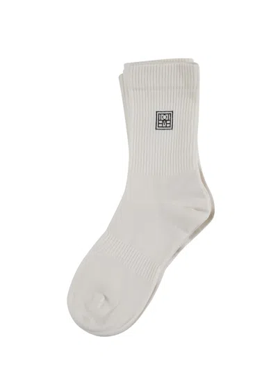 Totême Toteme Cotton Logo Socks For Women - Ss26 Collection In White