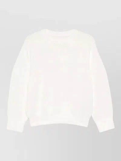 Totême Cotton Oversized Sweater Long Sleeves Ribbed Trims In White