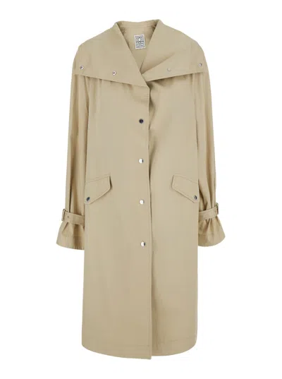 Totême Toteme Cotton Oversized Trench Coat In Neutral