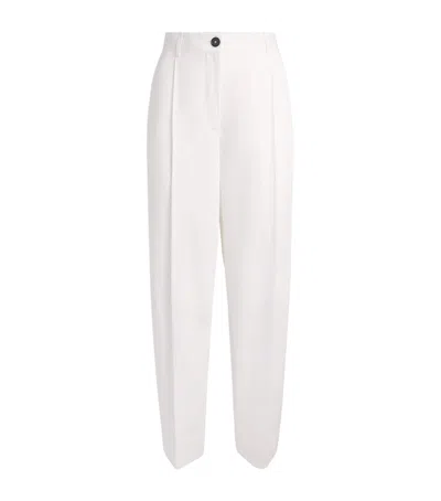 Totême Toteme Cotton Pleated Trousers In White