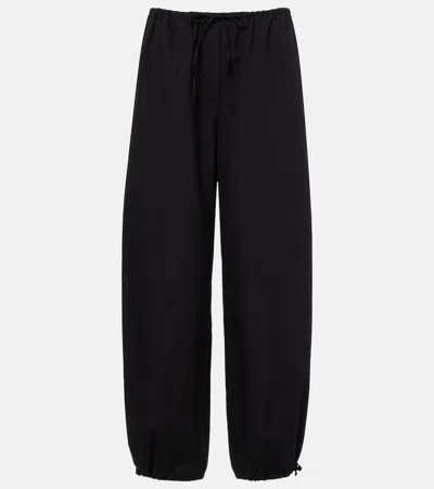Totême Cotton Poplin Wide-leg Pants In Black