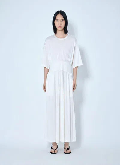 Totême Womens Off-white Short-sleeve Slip-pocket Cotton-and-silk Midi Dress