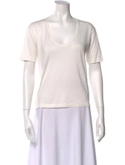 Pre-owned Totême Cotton Silk Tee Scoop Neck T-shirt In White