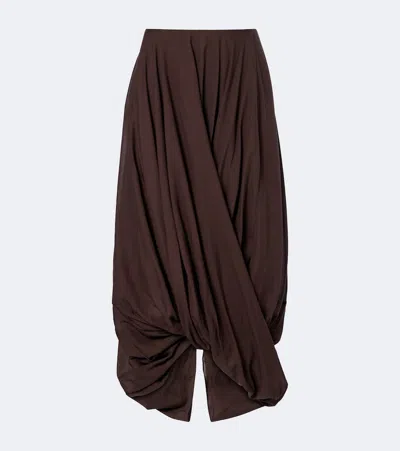 Totême Draped Organic Cotton And Lyocell-blend Maxi Skirt In Brown