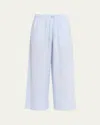 Totême Womens Sky Logo-embroidered Wide-leg Cotton And Linen Trousers In Blue
