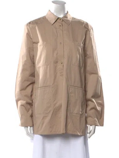 Pre-owned Totême Cotton-twill Pocket Shirt Long Sleeve Button-up Top In Neutral