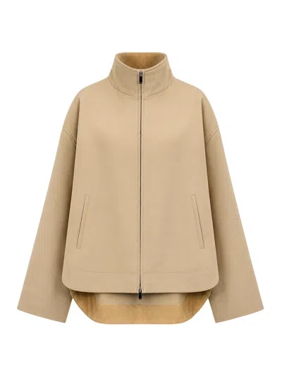 Totême Country Jacket With Zip In Nude & Neutrals