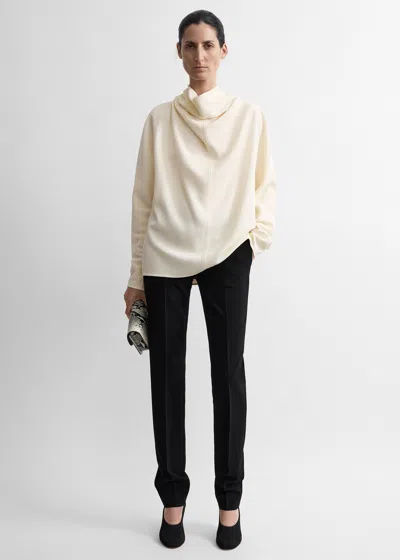 Totême Cowl Neck Blouse Ecru In Metallic
