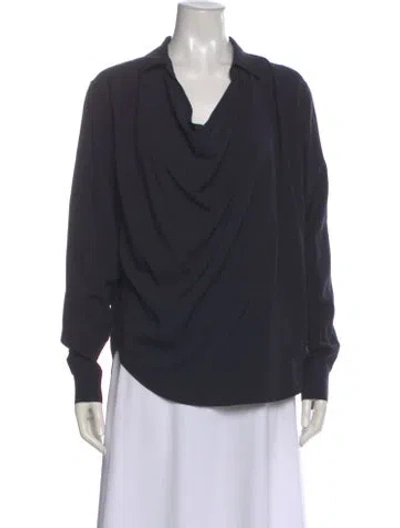 Pre-owned Totême Cowl Neck Long Sleeve Blouse In Blue