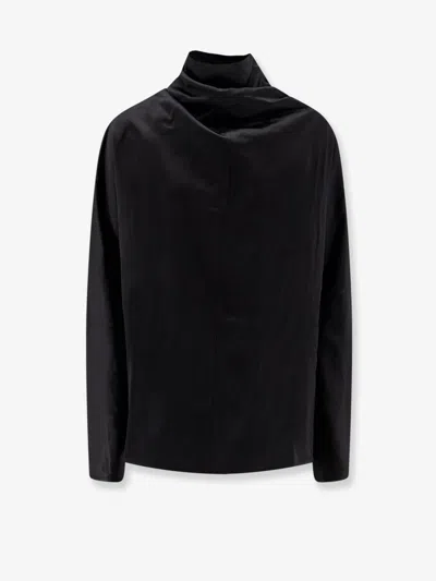 Totême Cowl Neck Viscose And Linen Shirt In Black