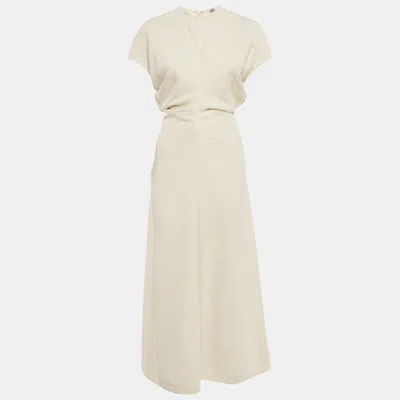 Pre-owned Totême Cream Knit Crinkle Textured Maxi Dress Xs In White