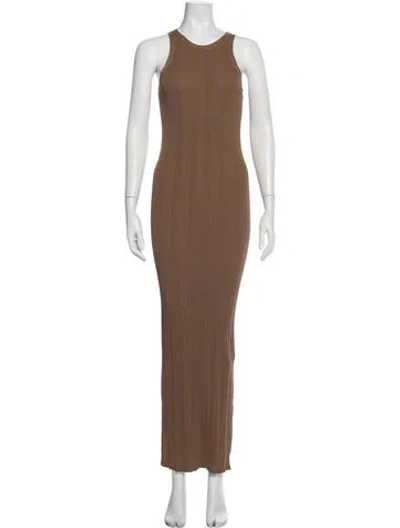 Pre-owned Totême Crew Neck Long Dress In Brown