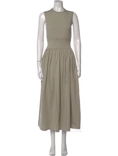 Pre-owned Totême Crew Neck Long Dress In Green