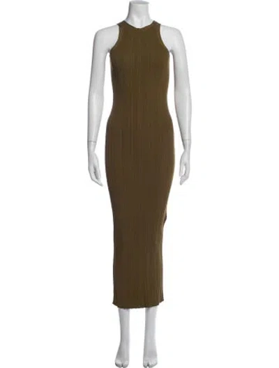 Pre-owned Totême Crew Neck Long Dress In Green