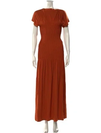 Pre-owned Totême Crew Neck Long Dress In Orange