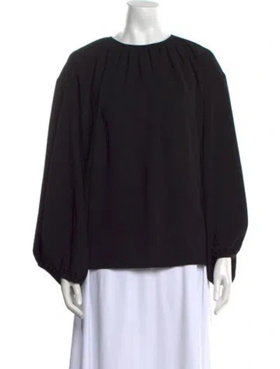Pre-owned Totême Crew Neck Long Sleeve Blouse In Black