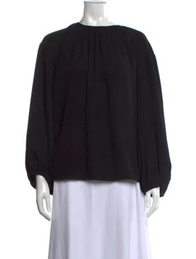 Pre-owned Totême Crew Neck Long Sleeve Blouse In Black
