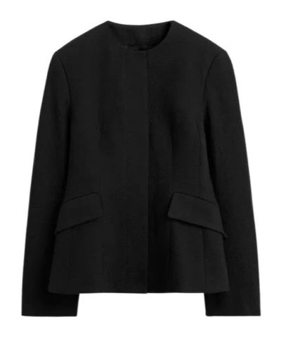 Totême Crew Neck Long-sleeved Casual Jacket In Black