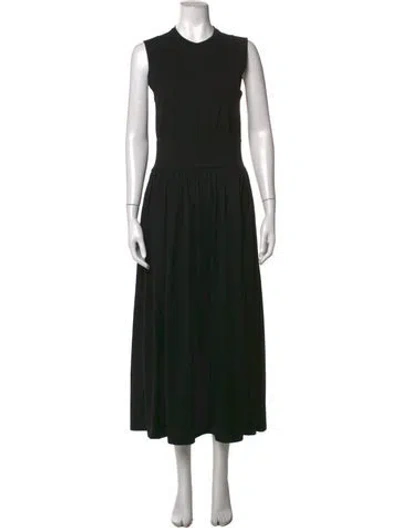Pre-owned Totême Crew Neck Midi Length Dress In Black