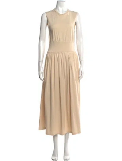 Pre-owned Totême Crew Neck Midi Length Dress In Brown/neutrals