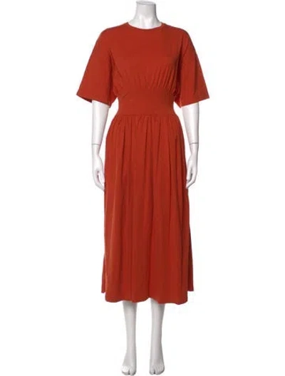 Pre-owned Totême Crew Neck Midi Length Dress In Red